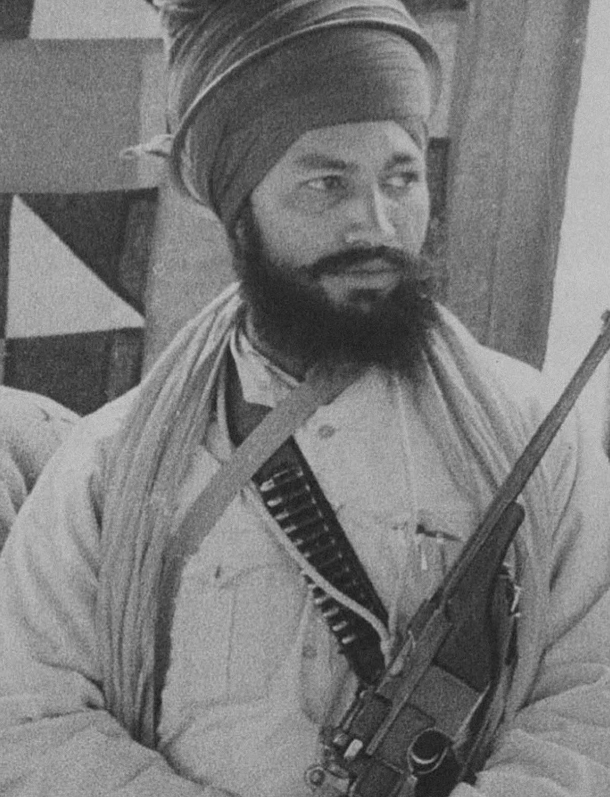 Portrait of a Nihung Singh, side profile